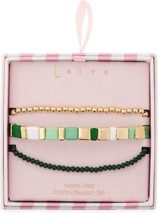 Leith Layered Beaded Necklace in Green Multi- Gold at Nordstrom Rack