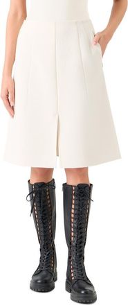 Akris Pleated Cotton & Silk A-Line Skirt in Ecru at Nordstrom, Size 16