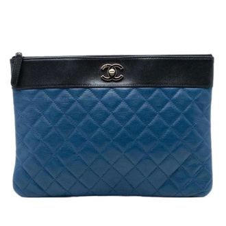 Chanel Pre-owned Clutches, female, Blue, Size: ONE SIZE Pre-owned Quilted Sheepskin Clutch