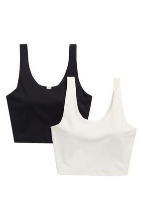 Yogalicious Lux Everyday Cloud Support Tank Set in Sugar Swizzle/Black at Nordstrom Rack, Size Small