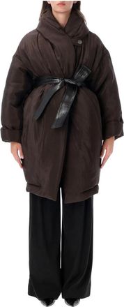 Magda Butrym Oversized Gewatteerde Jas 06 - Dames - Jas met riem - Bruin - 2XS - Polyester - Jassen