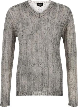 Giorgio Armani Maglione mélange con scollo a V - Grigio