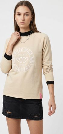 Zwillingsherz Sweatshirt ZWILLINGSHERZ Zwillingsherz, Damen, Gr. L/XL (L/XL), beige, Sweatware, Obermaterial: 50% Baumwolle, 50% Polyester, unifarben mit Farbeinsat