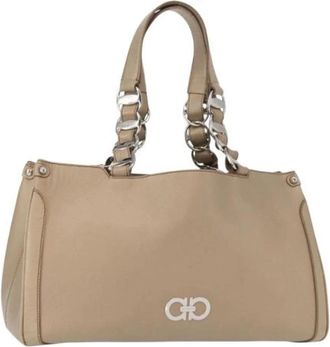 Ferragamo Pre-owned Handbags, female, Beige, Size: ONE SIZE Pre-owned Leather Handbag