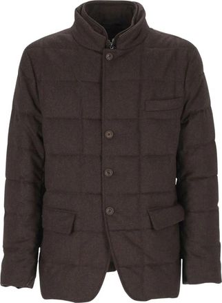 Fay Korte Double-Front Down Jas - Heren - Zomerjassen - Bruin - S - Wol - Jassen