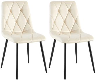 Clp Juego De 2 Sillas De Comedor Clairton Crema Terciopelo