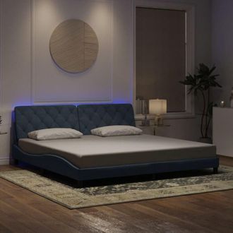 vidaXL Vidaxl - Estructura Cama Con Luces Led Terciopelo Gris Oscuro 200x200 Cm