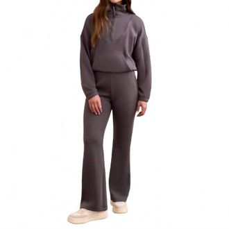 Tribal Techno Lux Rib Pull On Flare Leg Pants In Charcoal