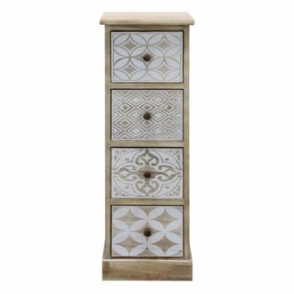 Mobili Rebecca Cajonera con 4 cajones de madera decoraci&oacute;n may&oacute;lica marr&oacute;n y blanca