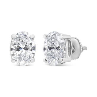 House of Brilliance 14K White Gold 1.00 Ct Lab Grown Oval Solitaire Diamond Stud Earrings at Nordstrom