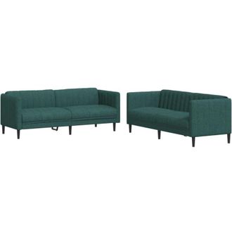 vidaXL Juego De Sof&aacute;s 2 Piezas Tela Verde Oscuro Vidaxl