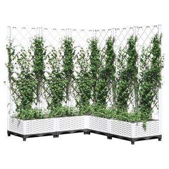 Berkfield Home Garden Planter with Trellis White 120x120x121.5 cm PP