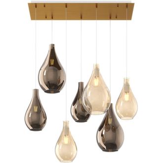 Top-Light Top-light - Lampadario Contemporaneo Drop 2.0 Metallo Ottone Vetro Ambra-Bronzo 7 Luci E27