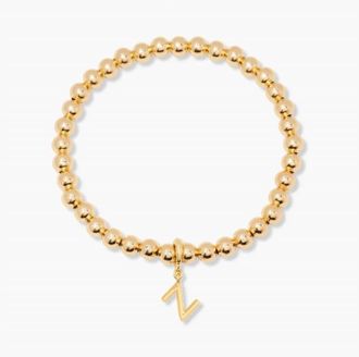 Brook & York Womens Removable Letter Charm Stretch Beaded Initial Bracelet In Gold