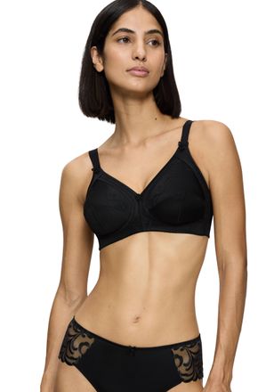 Triumph B&uuml;gelloser BH TRIUMPH Doreen + Cotton 01 N, Damen, Gr. 105, Cup E, schwarz, Microtouch, Obermaterial: 35% Polyester, 29% Polyamid, 22% Baumwolle, 13% 
