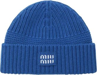 Miu Miu Gorro de lana y cachemira - Accessories - Mujer - Azul - ONE SIZE