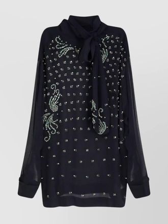 Dries Van Noten rhinestone embellished high collar shirt