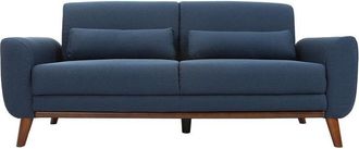 Miliboo Miliboo - Sofá diseño 3 plazas tejido azul patas roble ektor