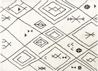 Maisons du monde Alfombra de estilo bereber color crudo con dibujos gr&aacute;ficos negros 140x200 cm