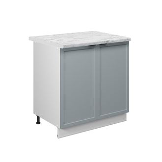 Vicco Armario Bajo Para Fregadero Fame-line, Azul Claro-gris, 80 Cm Con Estante, Et M&aacute;rmol Vicco