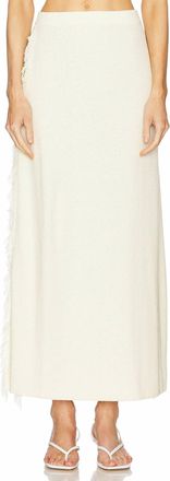 Clea Canton Fringe Knit Skirt In Stucco