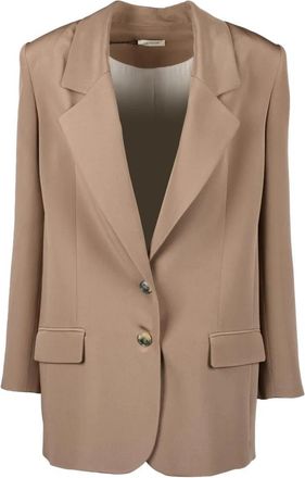 The Mannei Zijden Jas - Elegant en Stijlvol - Dames - Blazers - Bruin - L - Jassen