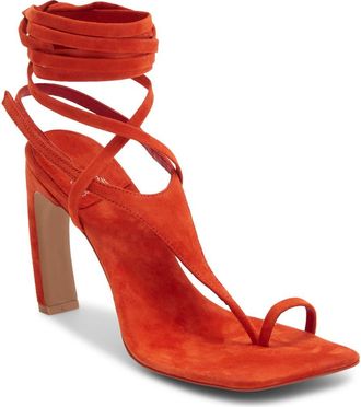 Jeffrey Campbell Bon Bon Ankle Wrap Sandal in Orange Suede at Nordstrom, Size 5.5