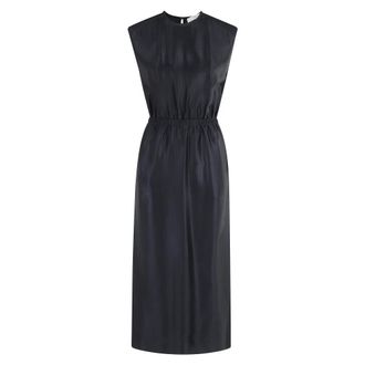 Tela Navy Blue Midi Jurk met Elastische Taille - Dames - Casual kleedjes - Blauw - 2XS - Kleedjes