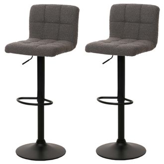 Hhg [nunca Usado] Lote De 2 Taburetes De Bar Hhg-852, Taburete De Barra Taburete De Bar, Altura Regulable Giratorio, Tejido Boucle (450g/m&sup2;) Mvg, Gris Osc