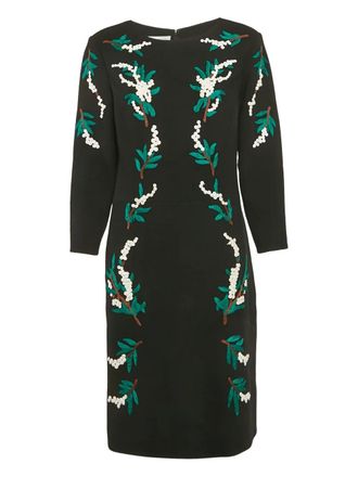 Oscar De La Renta Jurk met geborduurde bloemen - Zwart