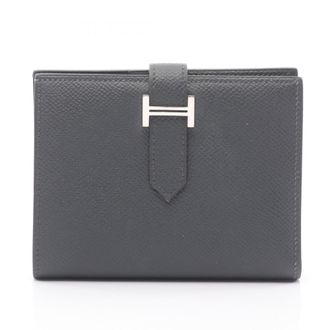 Herm&egrave;s Gray Leather Wallet (Bi-Fold) (Pre-Owned)