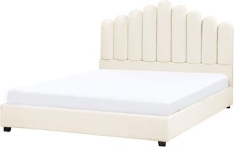 Beliani Cama matrimonial de tejido blanco 160x200