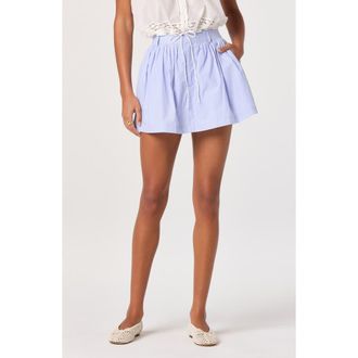 ASTR the Label Barbara Pinstripe Cotton Miniskirt with Shorts Liner in Blue Stripe at Nordstrom, Size X-Small