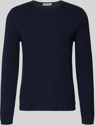 Review Basic Strickpullover mit Rundhalsausschnitt und Rollkanten in Marine, Größe XXL
