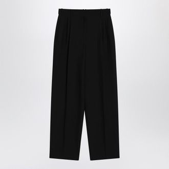 The Row Lilas trousers in black wool and linen