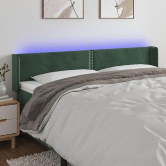 vidaXL Cabecero Con Led De Terciopelo Verde Oscuro 183x16x78/88 Cm Vidaxl