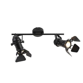 QAZQA Foco acero inoxidable negro