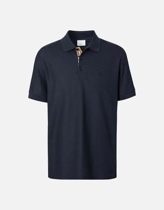 Burberry Mens Burberry Monogram Polo Shirt Navy Blue - Black - Size: 42
