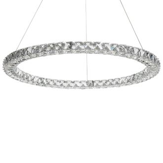 Beliani L&aacute;mpara De Techo Led De Cristal Metal Plateado Transparente Forma Redonda Magat