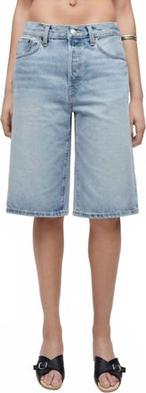 Re/Done Skater Jean Shorts In Marea Wash