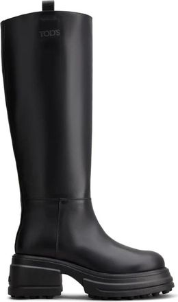 Tod's Zwarte Leren Laarzen - Dames - Hoge Laarzen - Zwart - 41 EU - Leer - Schoenen