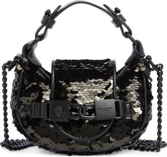 Kurt Geiger Micro Kingsley Sequin Hobo Bag in Black at Nordstrom Rack