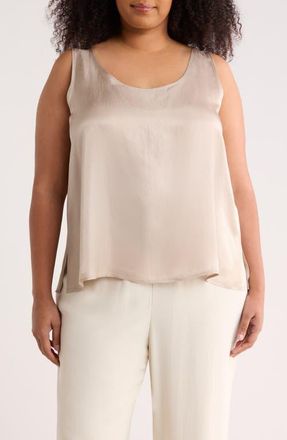 Eileen Fisher Scoop Neck Satin Tank in Wheat at Nordstrom, Size 3 X