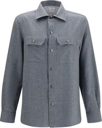 Brunello Cucinelli Gray Wool Oves Aries Dress Mens Shirt