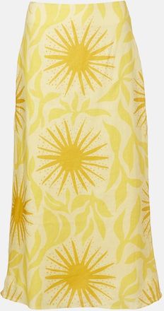 Cala de la Cruz Falda midi Fabiana de lino estampada