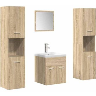 vidaXL Juego De Muebles De Ba&ntilde;o 5 Pzas Madera Ingenier&iacute;a Roble Sonoma Vidaxl