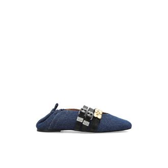 Ganni Ballerinas, female, Blue, Size: 10 US Denim ballet flats