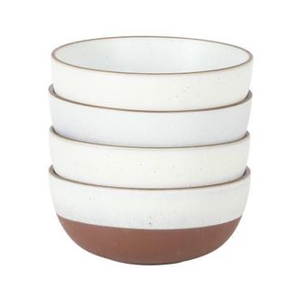 Gibson Home William Crest 4-Piece Reactive Glaze Stoneware Cereal Bowl Set in White at Nordstrom