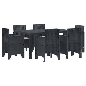 Berkfield Home 7 Piece Garden Dining Set with Cushions Anthracite Poly Rattan