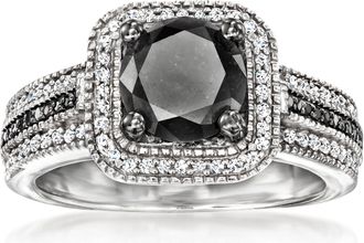 Ross-Simons Black and White Diamond Ring in Sterling Silver